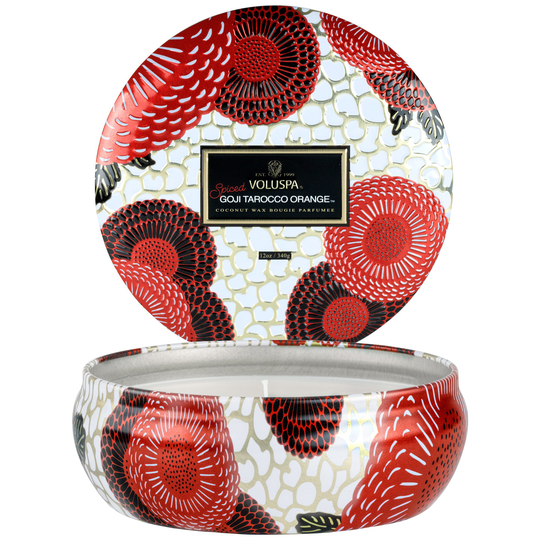 Voluspa Japonica Holiday Decorative 3-Wick tin Candle, Goji Taroc