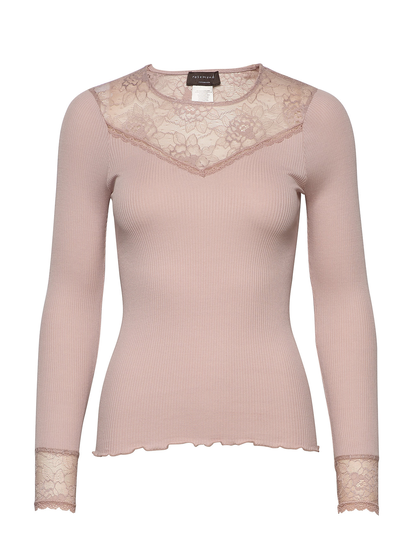 Silk T-Shirt Regular Ls W/ Lace T-shirts & Tops Long-sleeved Rosemunde