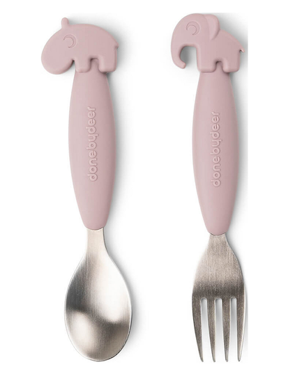 Easy-Grip Spoon And Fork Set Deer Friends Powder Home Meal Time Cutlery Vaaleanpunainen D By Deer