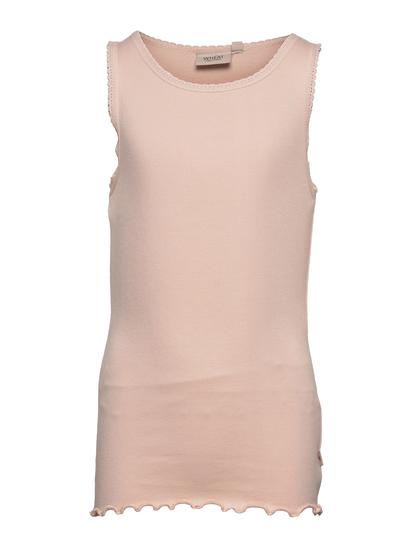 Rib Top T-shirts Sleeveless Vaaleanpunainen Wheat