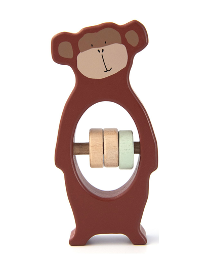 Wooden Rattle - Mr. Monkey Toys Baby Toys Educational Toys Activity Toys Ruskea Trixie Baby