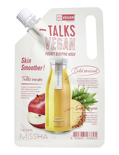 Missha Talks Vegan Squeeze Pocket Sleeping Mask Beauty WOMEN Skin Care Face Face Masks Sheet Mask Nude Missha